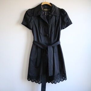 Black Short Sleeve Long Dress Coat